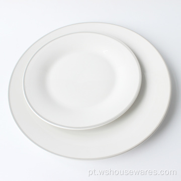 Bacia de macarrão de porcelana pratos brancos cerâmicos placa de restaurante